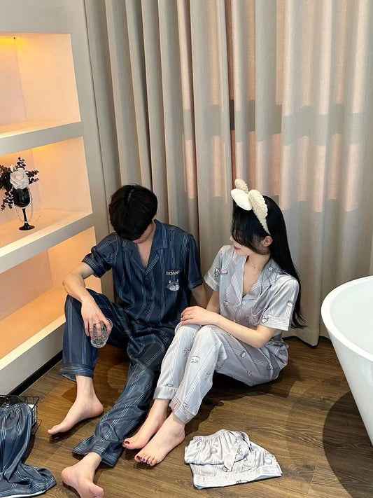 3-Pieces Satin Pajama Set(Couple’s matching set) - Lunior - -
