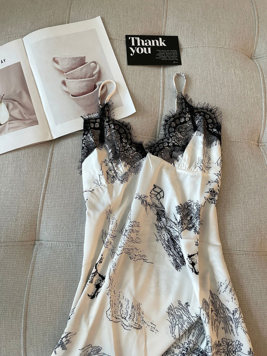 Lace Satin Slip (Long) - Lunior - -