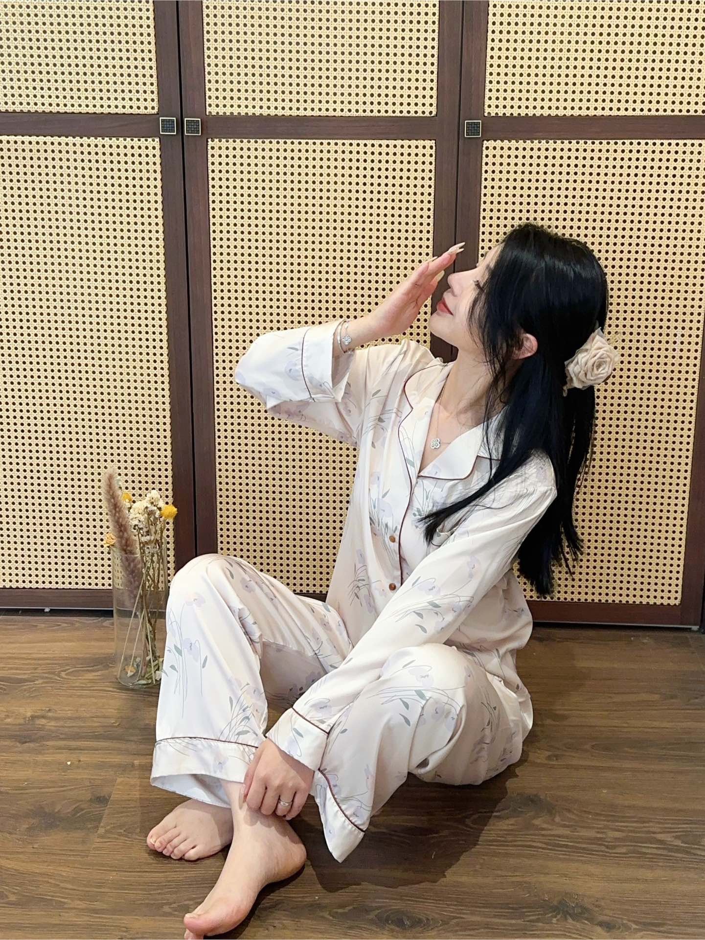 Long Satin Pajama Set - Lunior -  -