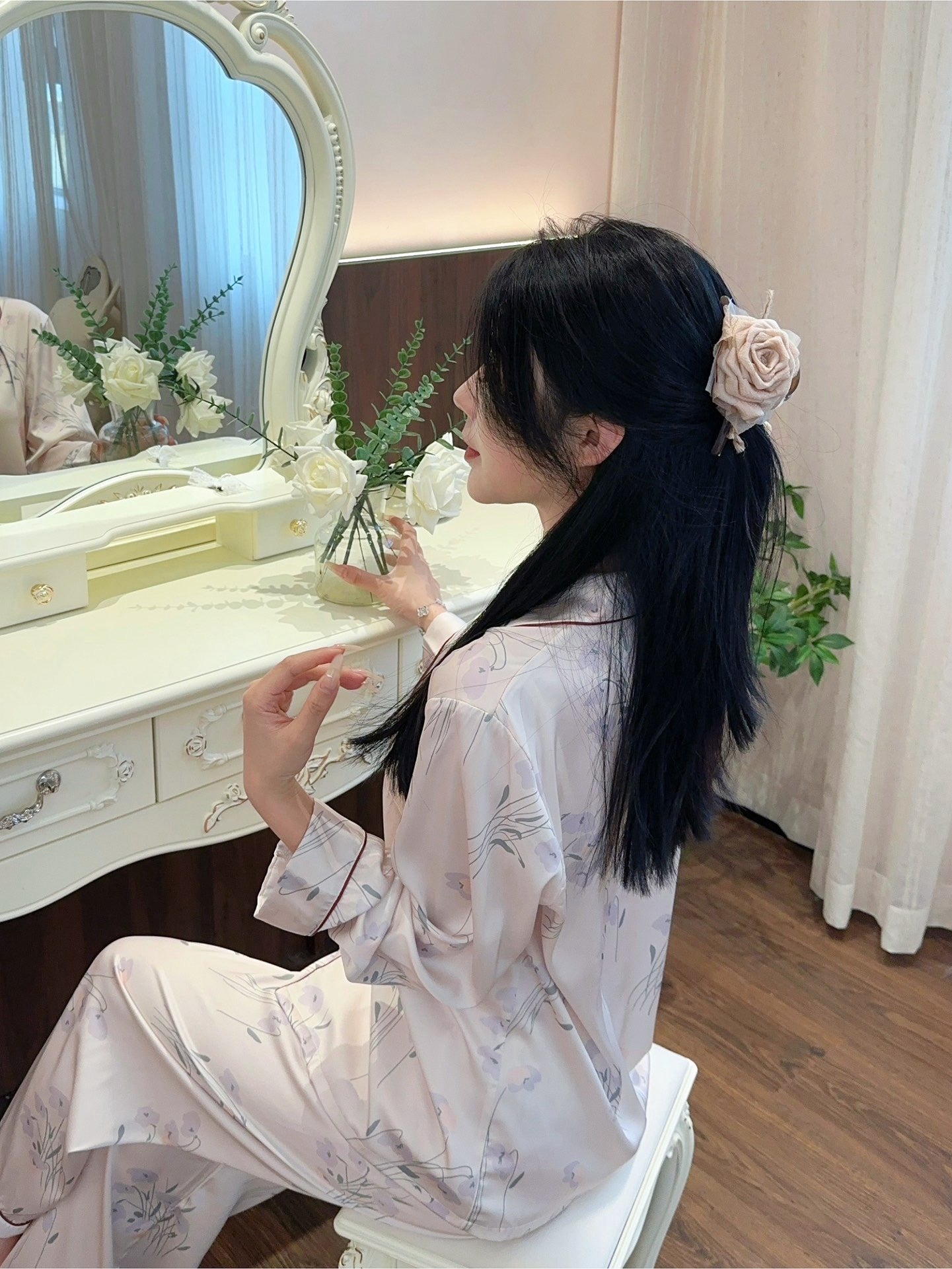 Long Satin Pajama Set - Lunior -  -