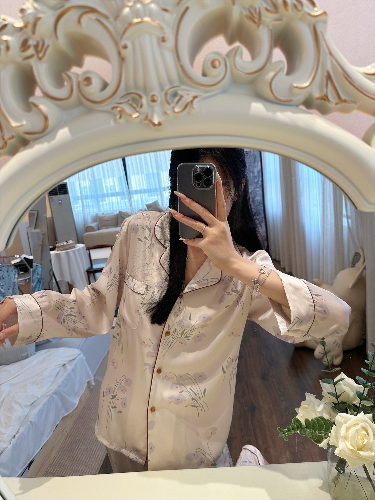 Long Satin Pajama Set - Lunior -  -