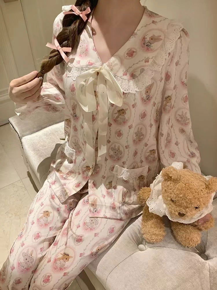 Long Satin Pajama Set - Lunior -  -