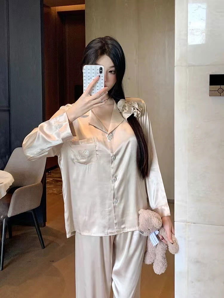 Long Satin Pajama Set - Lunior -  -