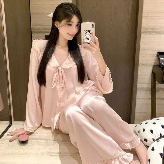 Long Satin Pajama Set - Lunior - -