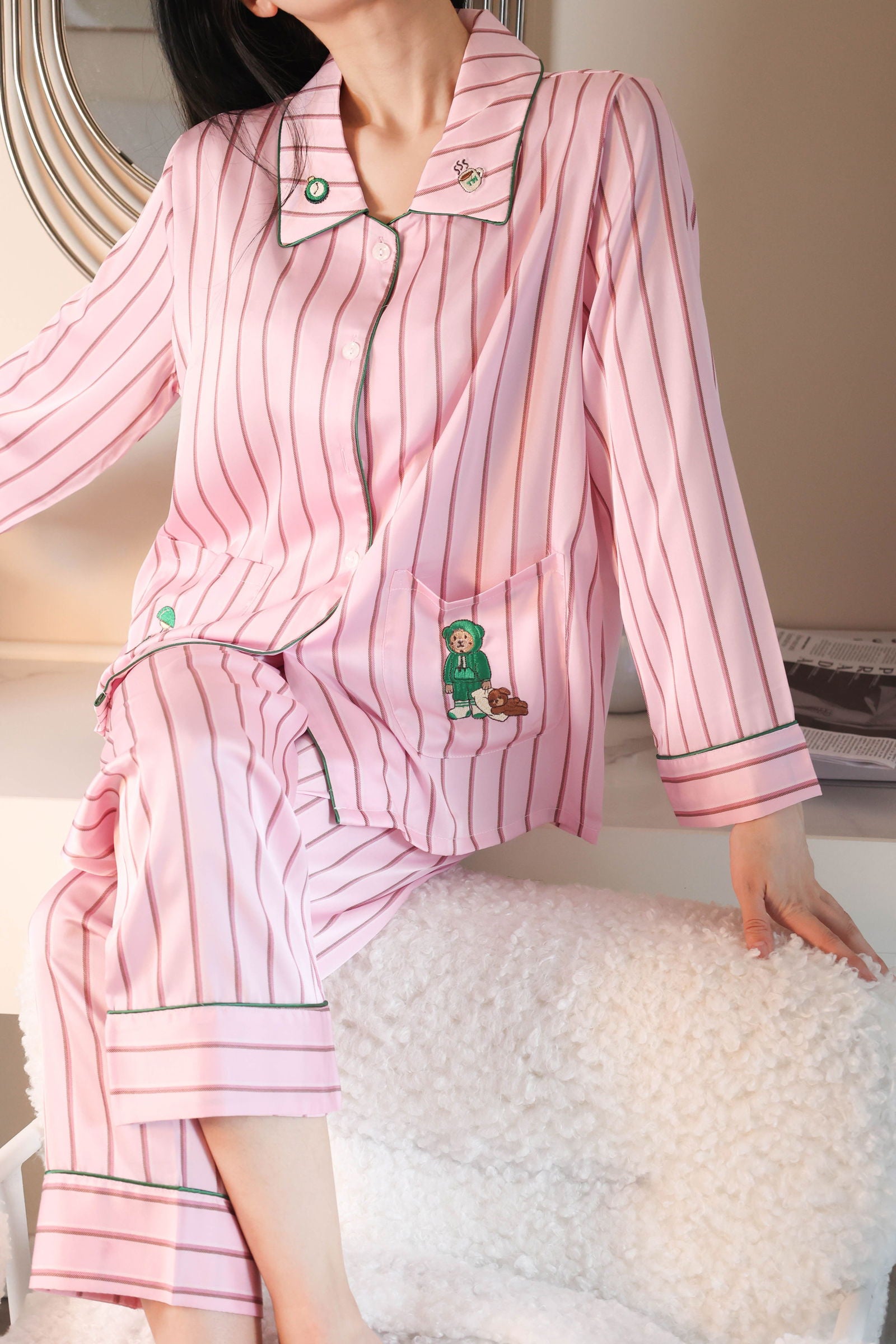 Satin Long Pajama Set - Lunior -  -