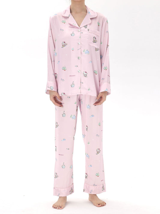 Satin Long Pajama Set - Lunior - -