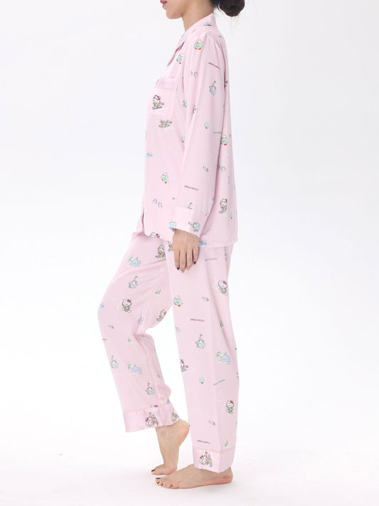 Satin Long Pajama Set - Lunior - -