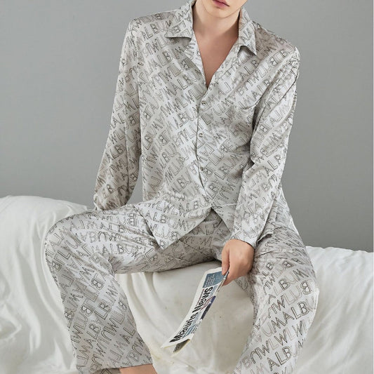 Satin Long Pajama Set (Man) - Lunior - -