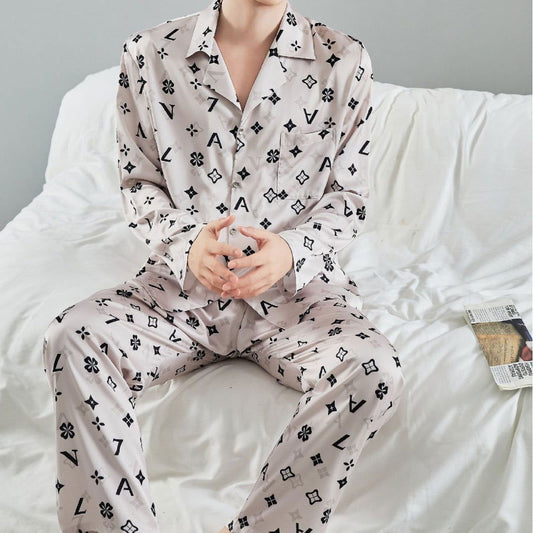 Satin Long Pajama Set (Man) - Lunior - -