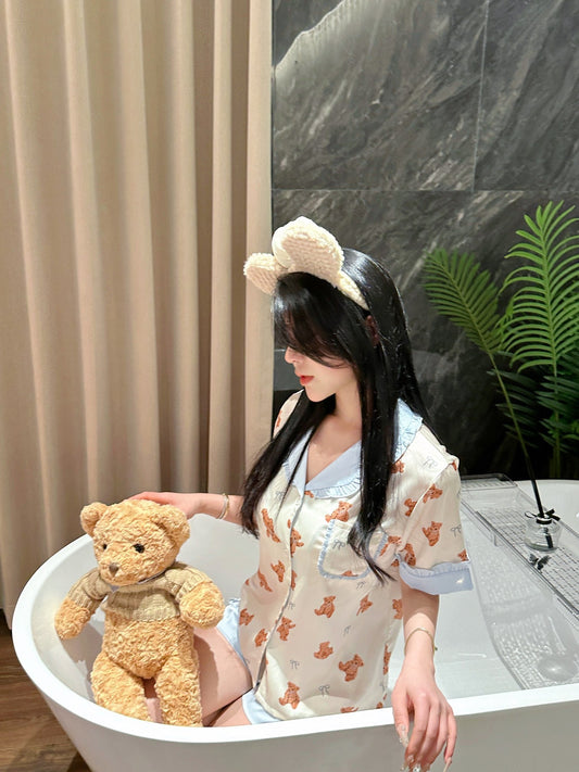 Short Satin Pajama Set - Lunior -  -