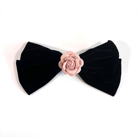 BIG BOW BARRETTE IN ROSE