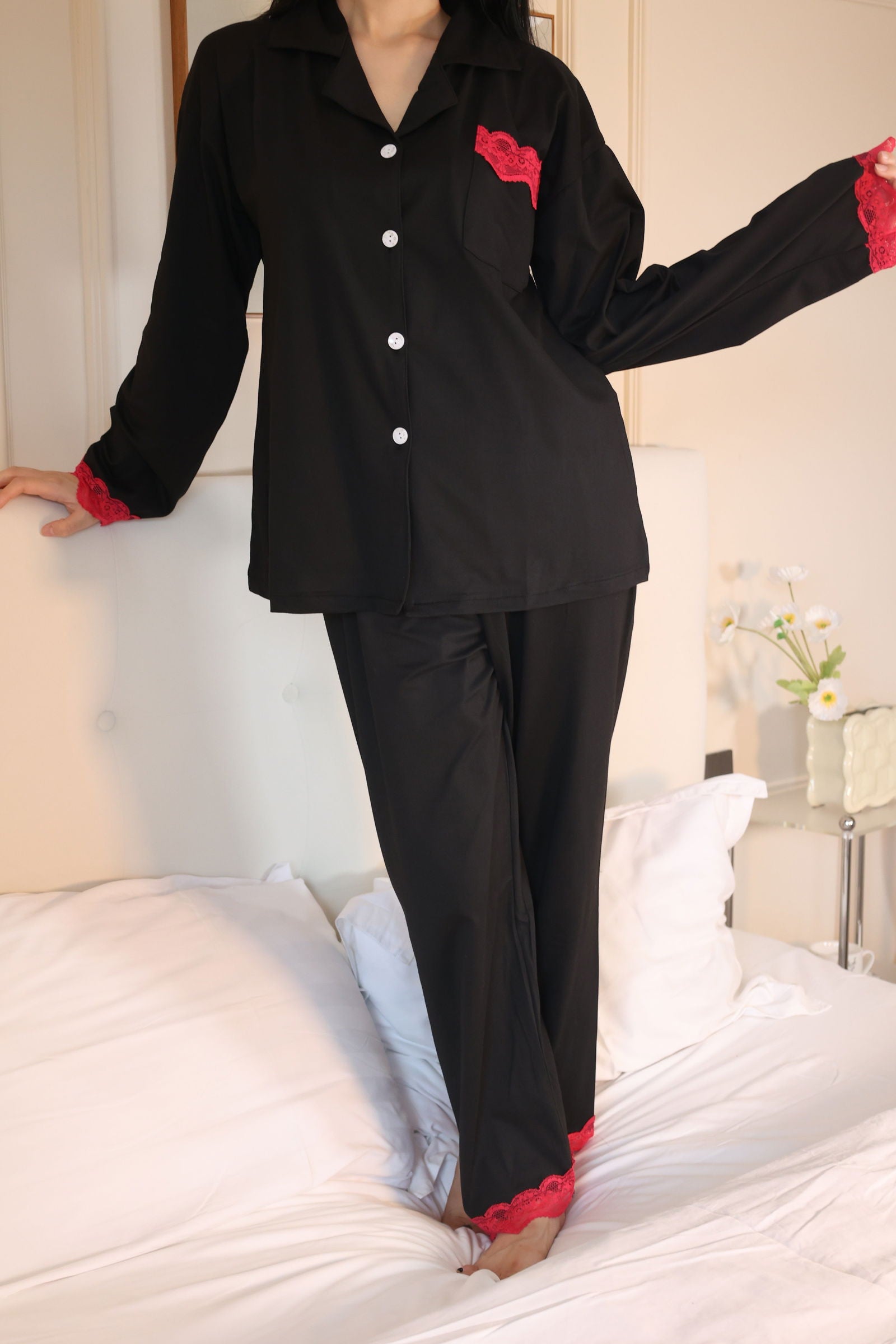 Barbie-Inspired Long Pajama Set in Premium Model Fabric - Lunior -  - 