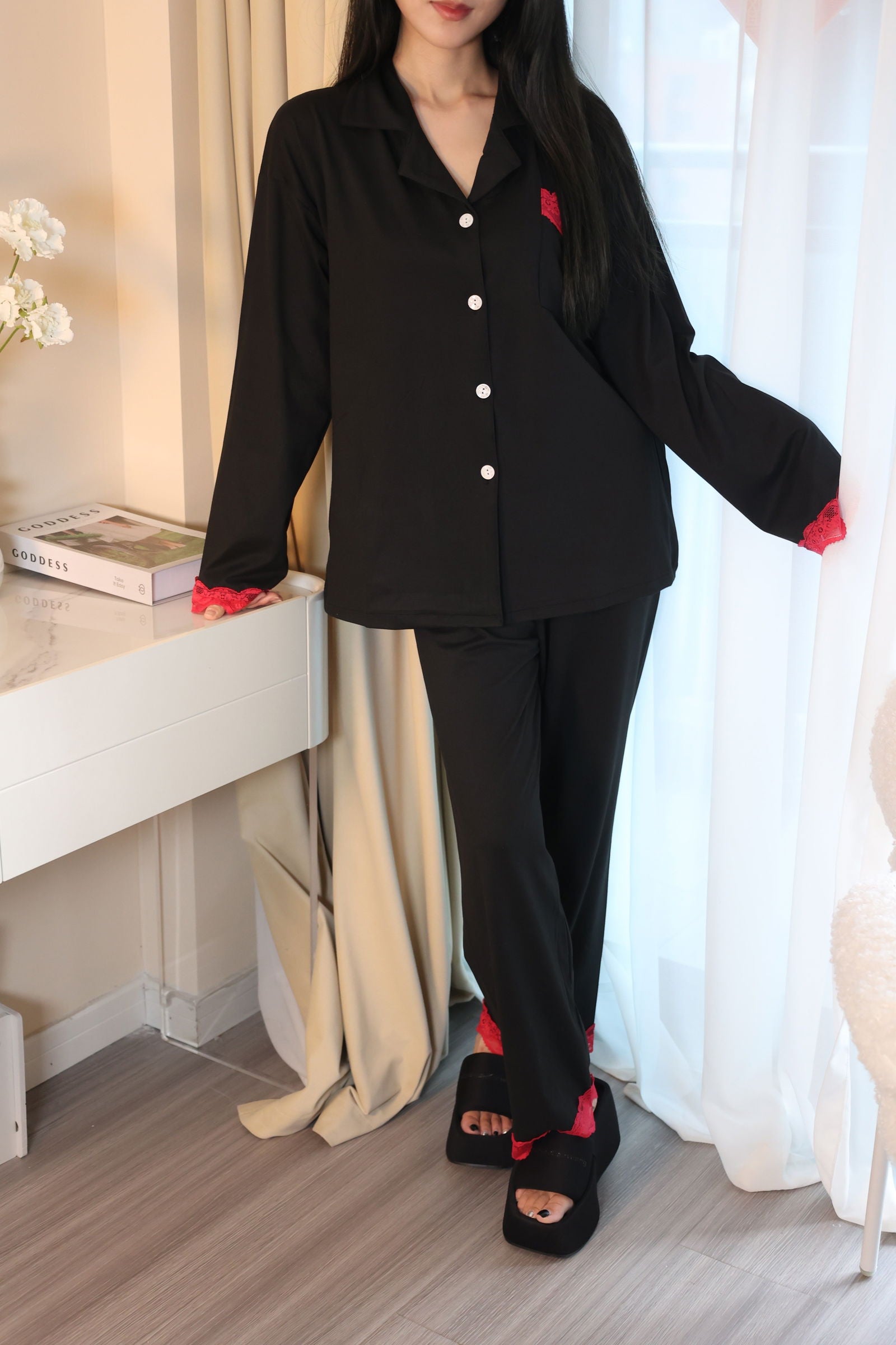 Barbie-Inspired Long Pajama Set in Premium Model Fabric - Lunior -  - 