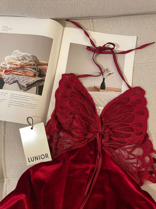 Butterfly Velvet Slip Dress - Lunior -  - 