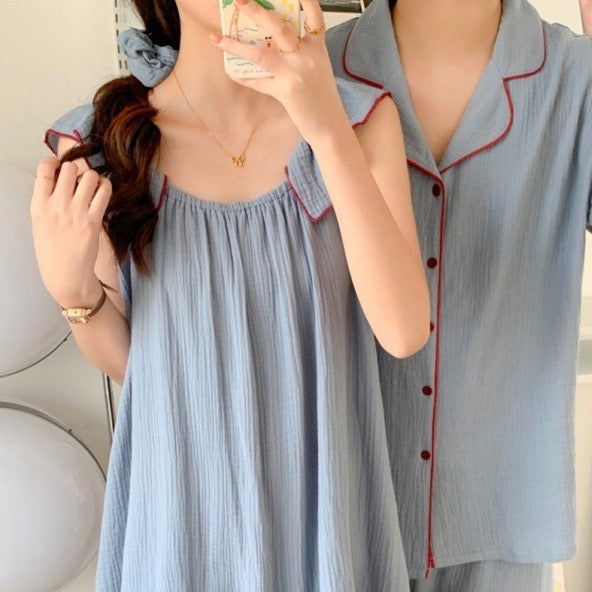Couple cotton pajamas clearance