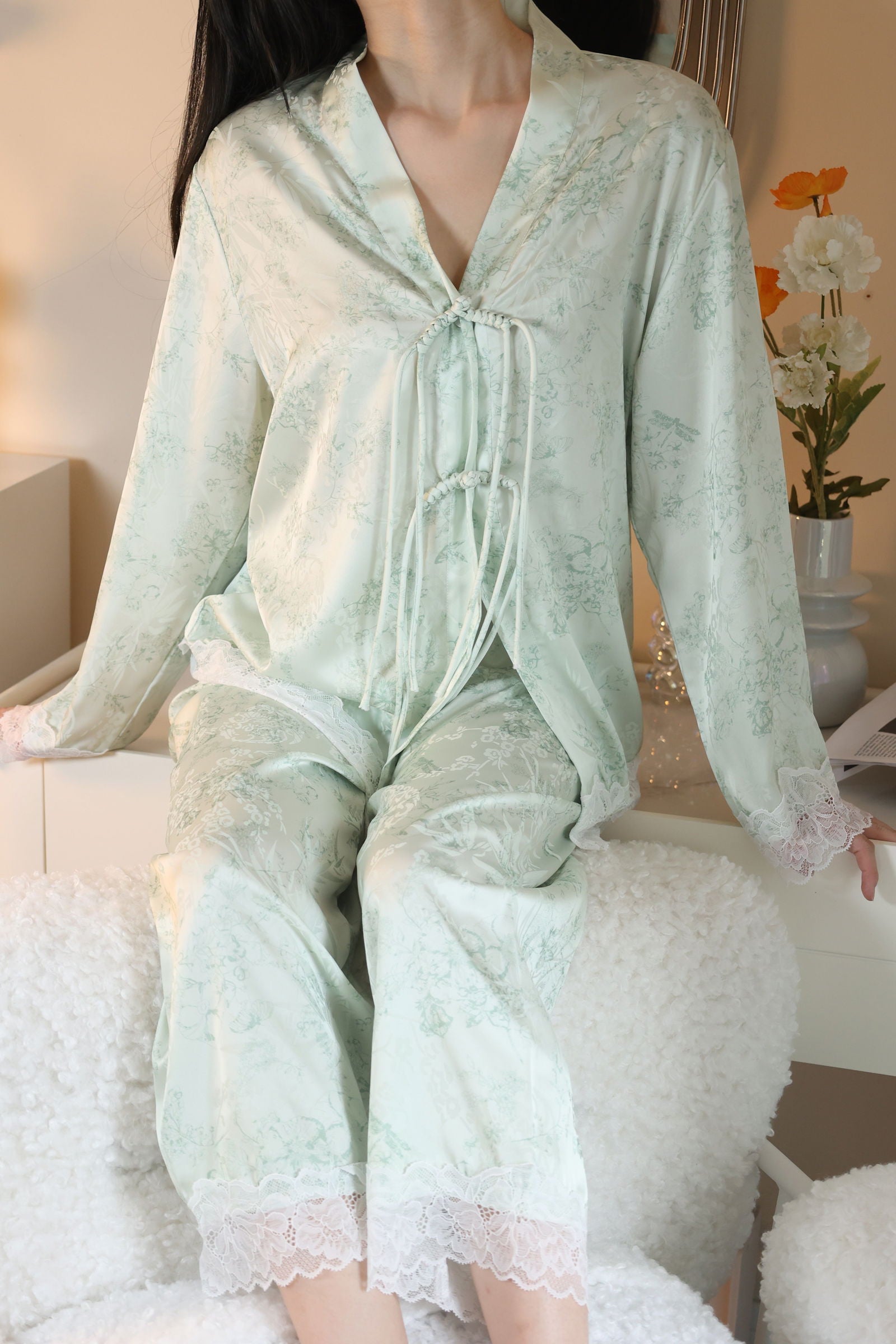 Long Satin Pajama Set - Lunior -  - 