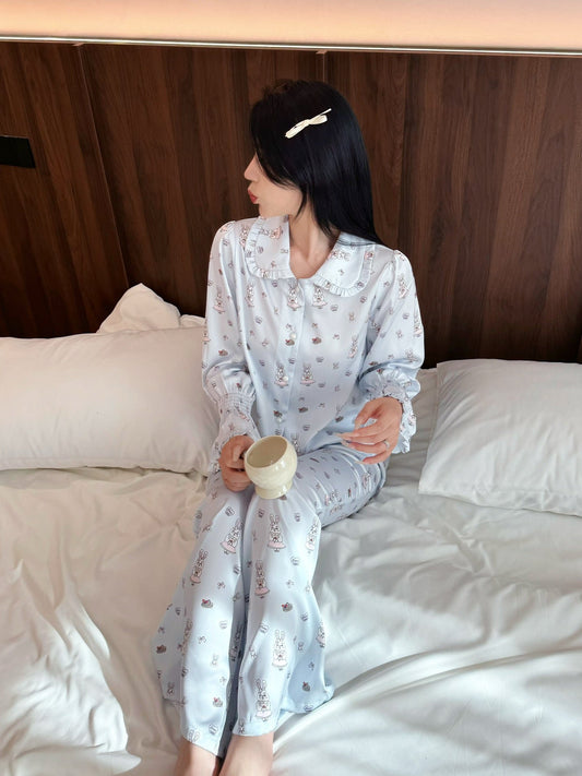 Long Satin Pajama Set - Lunior -  - 