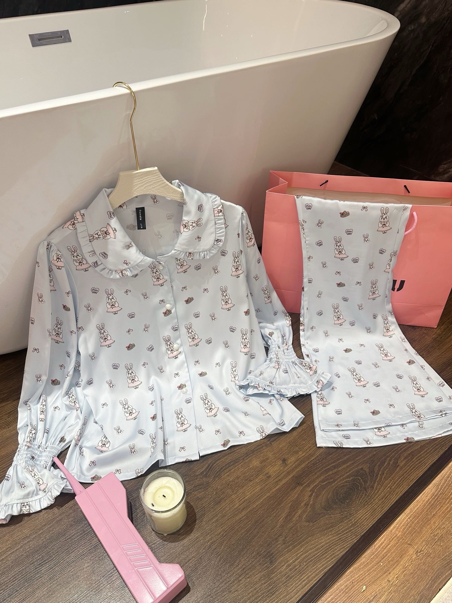 Long Satin Pajama Set - Lunior -  - 