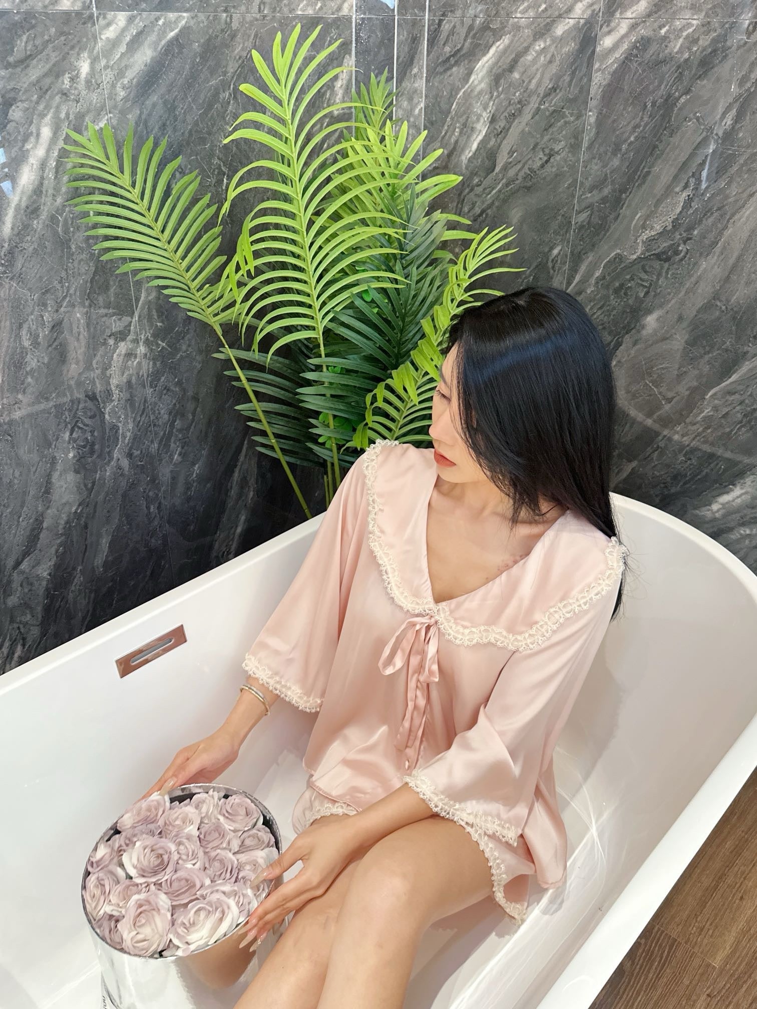Long Satin Pajama Set - Lunior -  - 