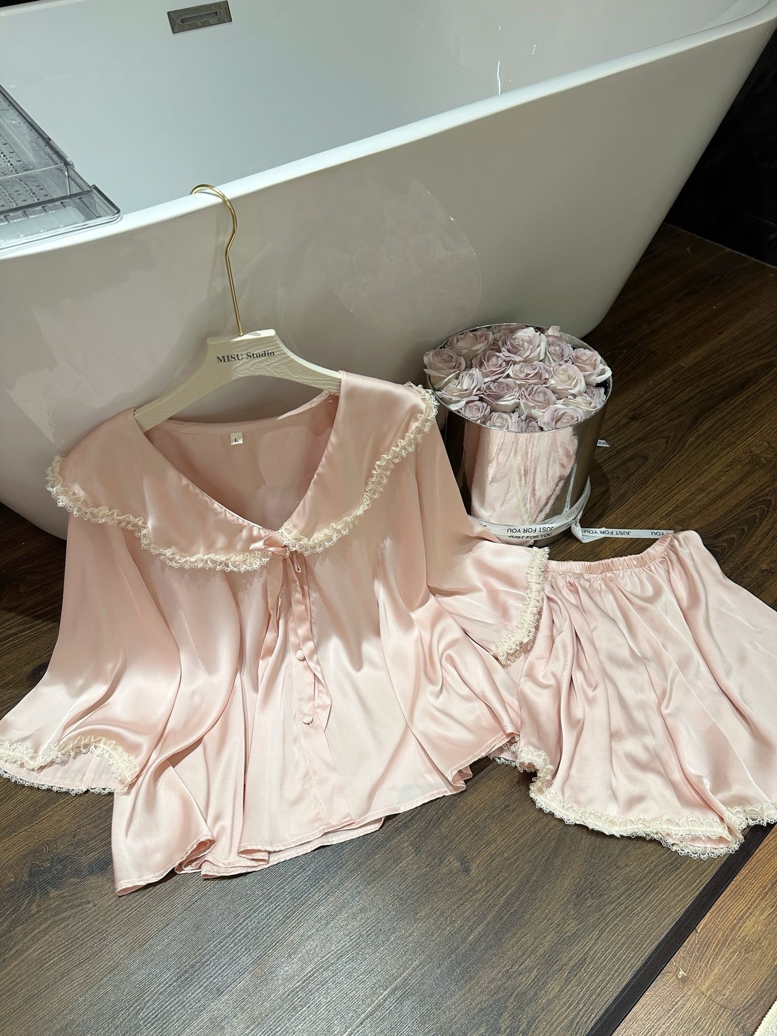 Long Satin Pajama Set - Lunior -  - 