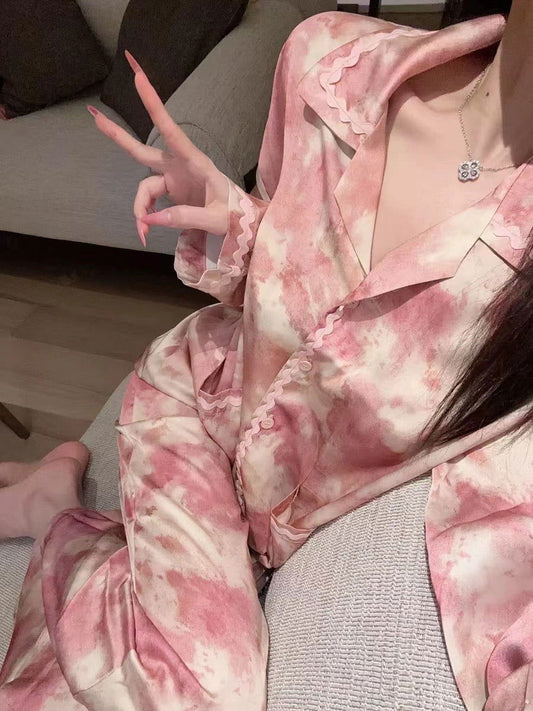 Long Satin Pajama Set - Lunior -  - 