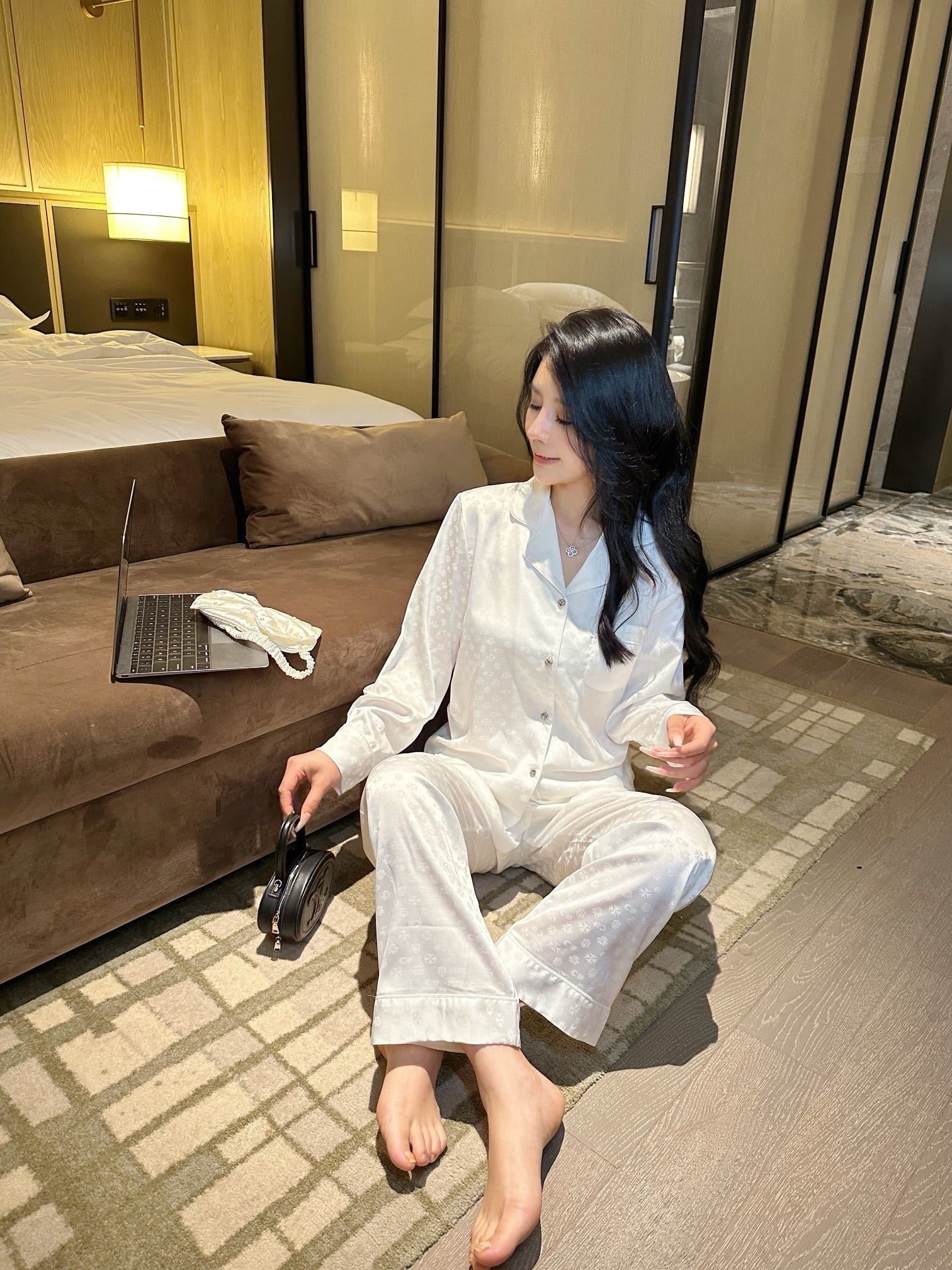 Long Satin Pajama Set - Lunior -  - 