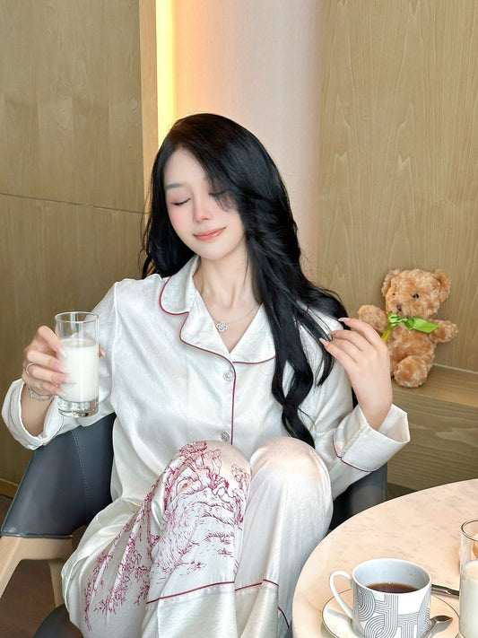 Long Satin Pajama Set - Lunior -  - 