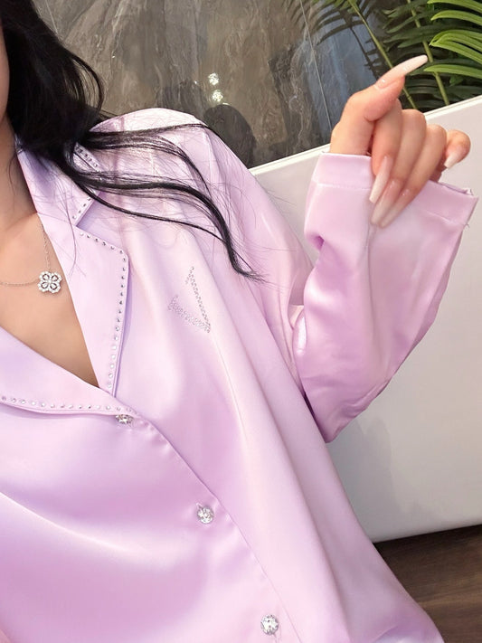 Long Satin Pajama Set - Lunior -  - 
