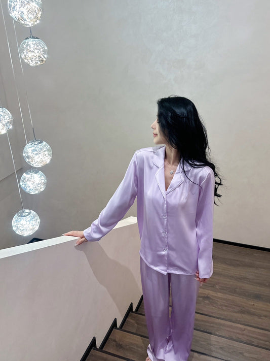 Long Satin Pajama Set - Lunior -  - 