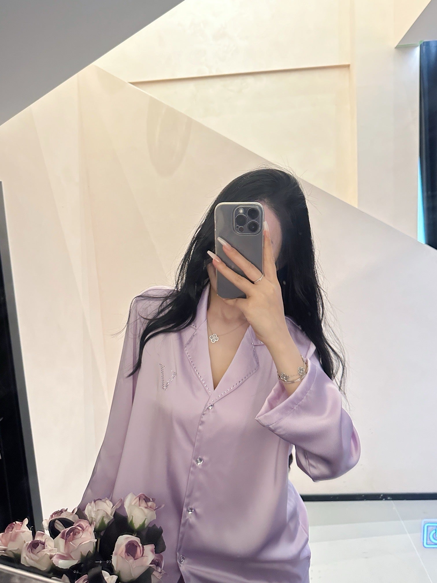Long Satin Pajama Set - Lunior -  - 