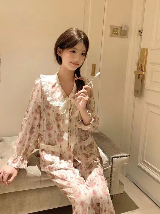 Long Satin Pajama Set - Lunior -  - 