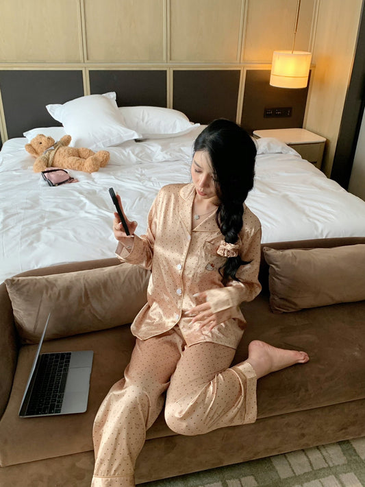 Long Satin Pajama Set - Lunior -  - 