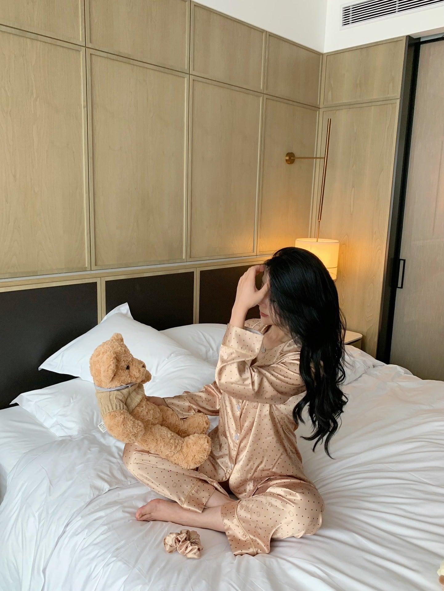 Long Satin Pajama Set - Lunior -  - 