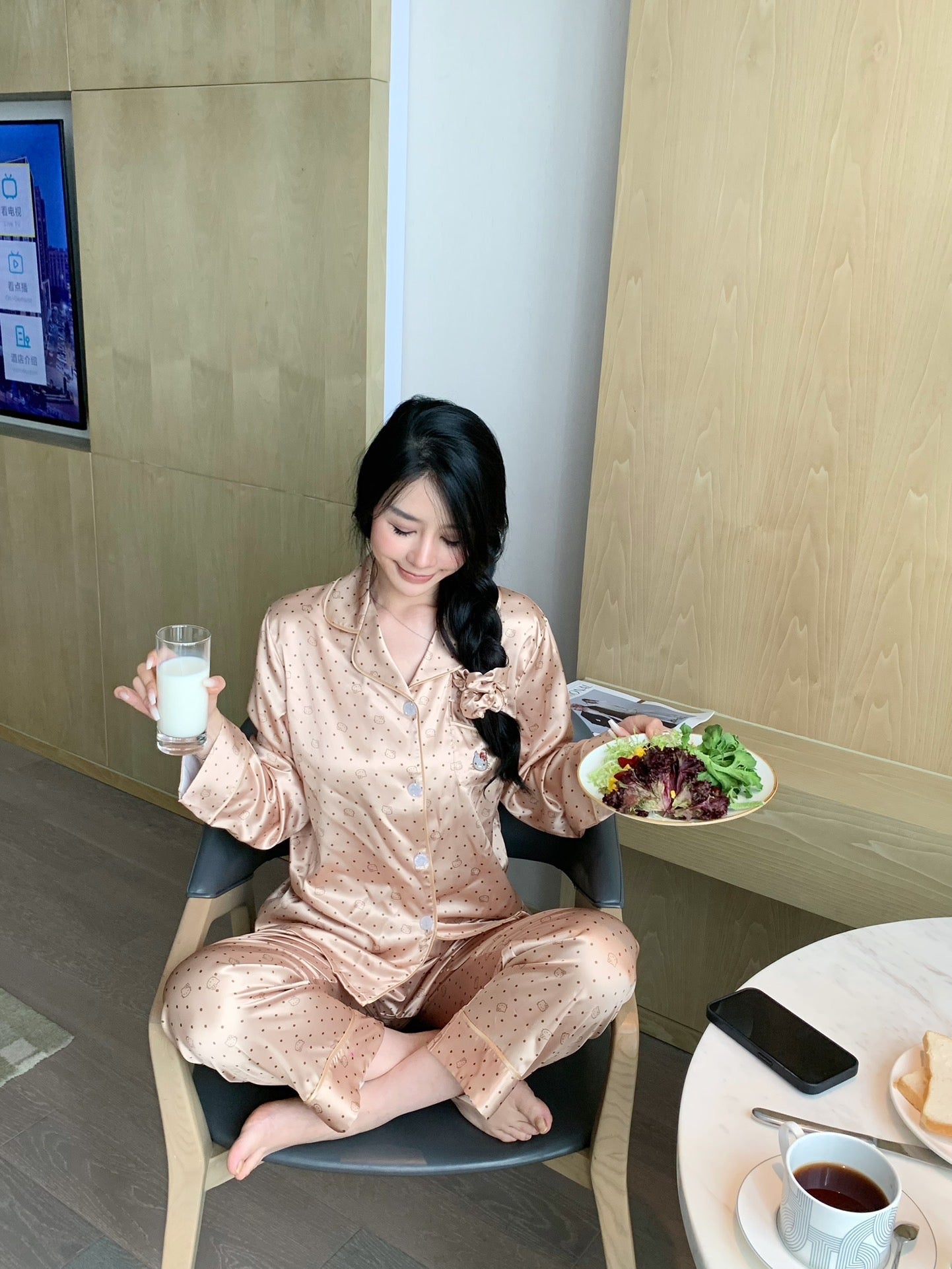 Long Satin Pajama Set - Lunior -  - 