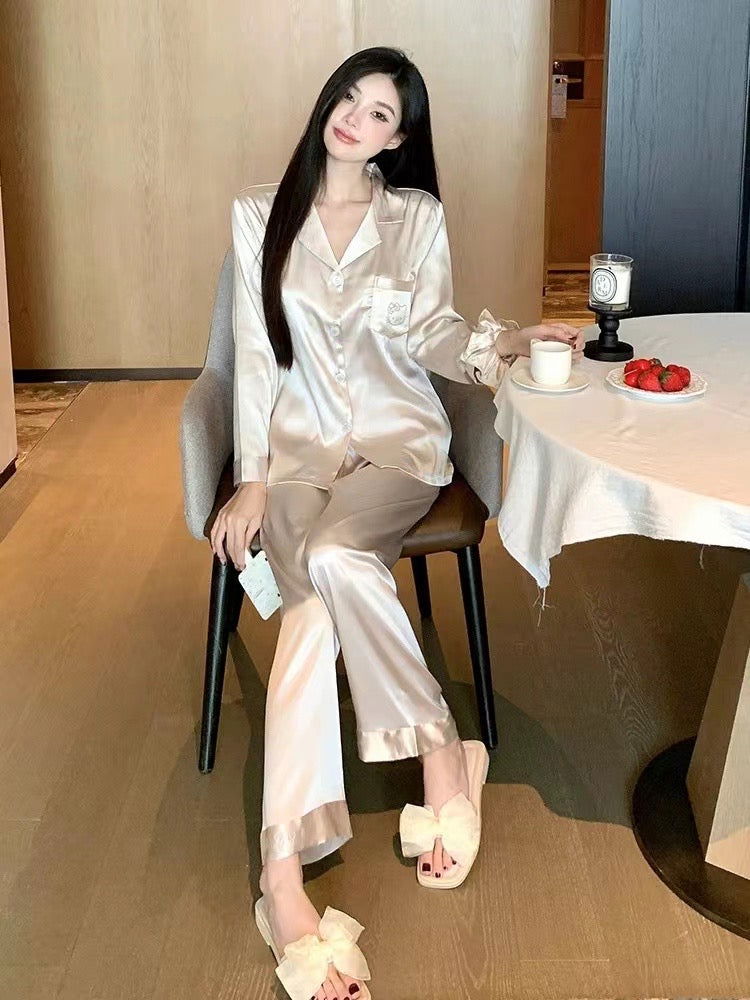 Long Satin Pajama Set - Lunior -  - 