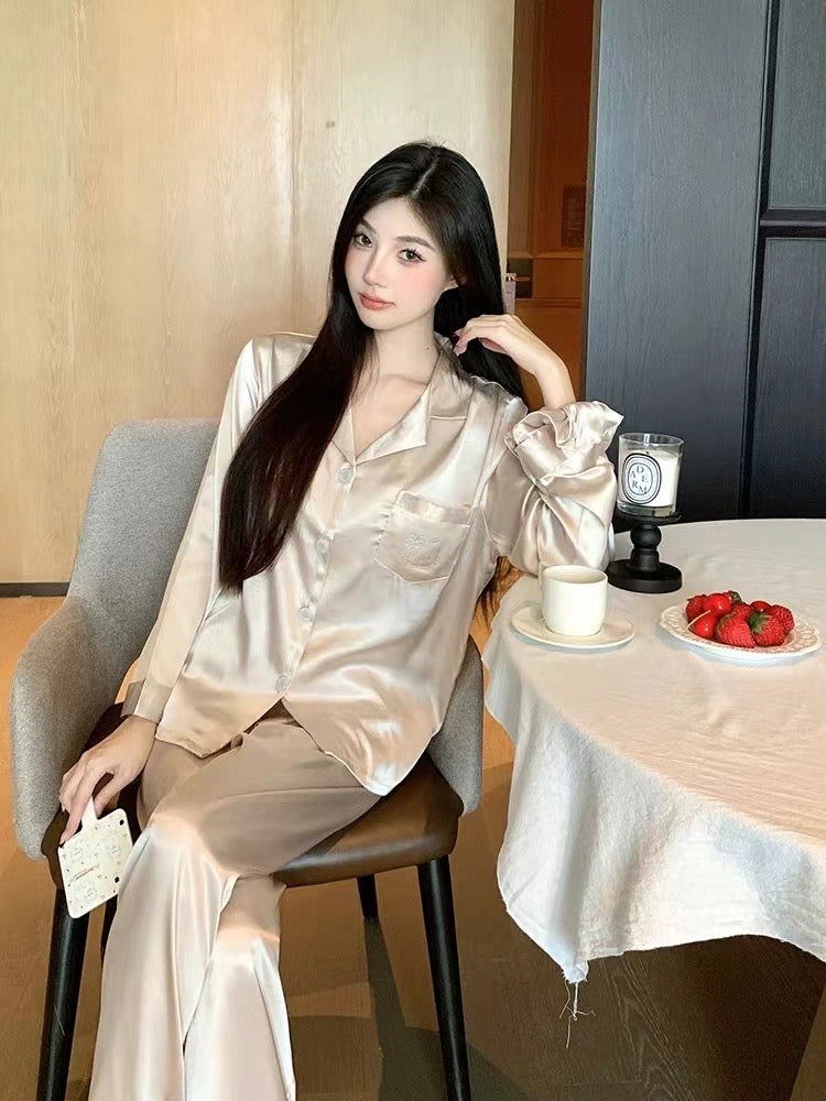 Long Satin Pajama Set - Lunior -  - 