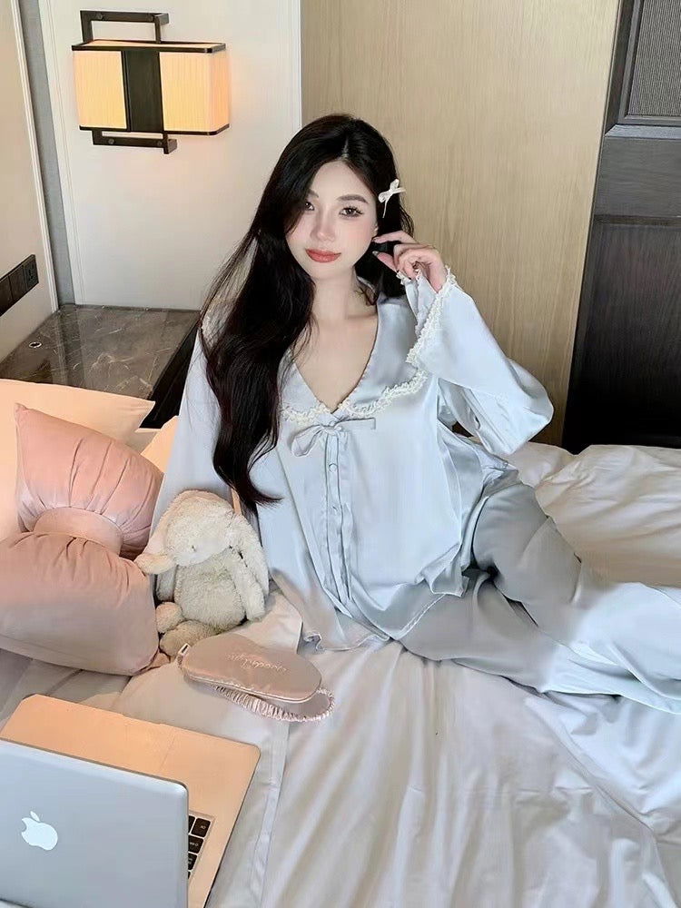 Long Satin Pajama Set - Lunior -  - 