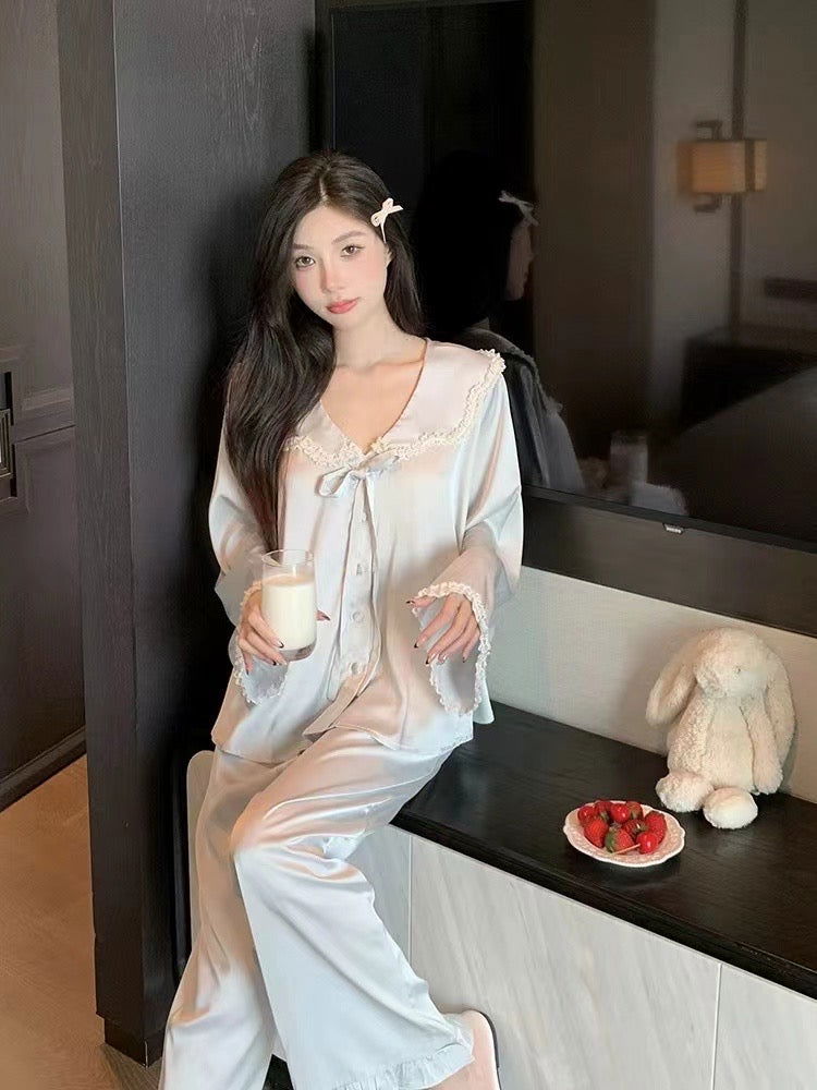 Long Satin Pajama Set - Lunior -  - 
