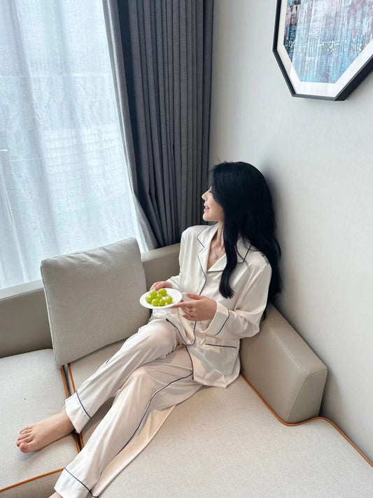 Long Satin Pajama Set - Lunior -  - 