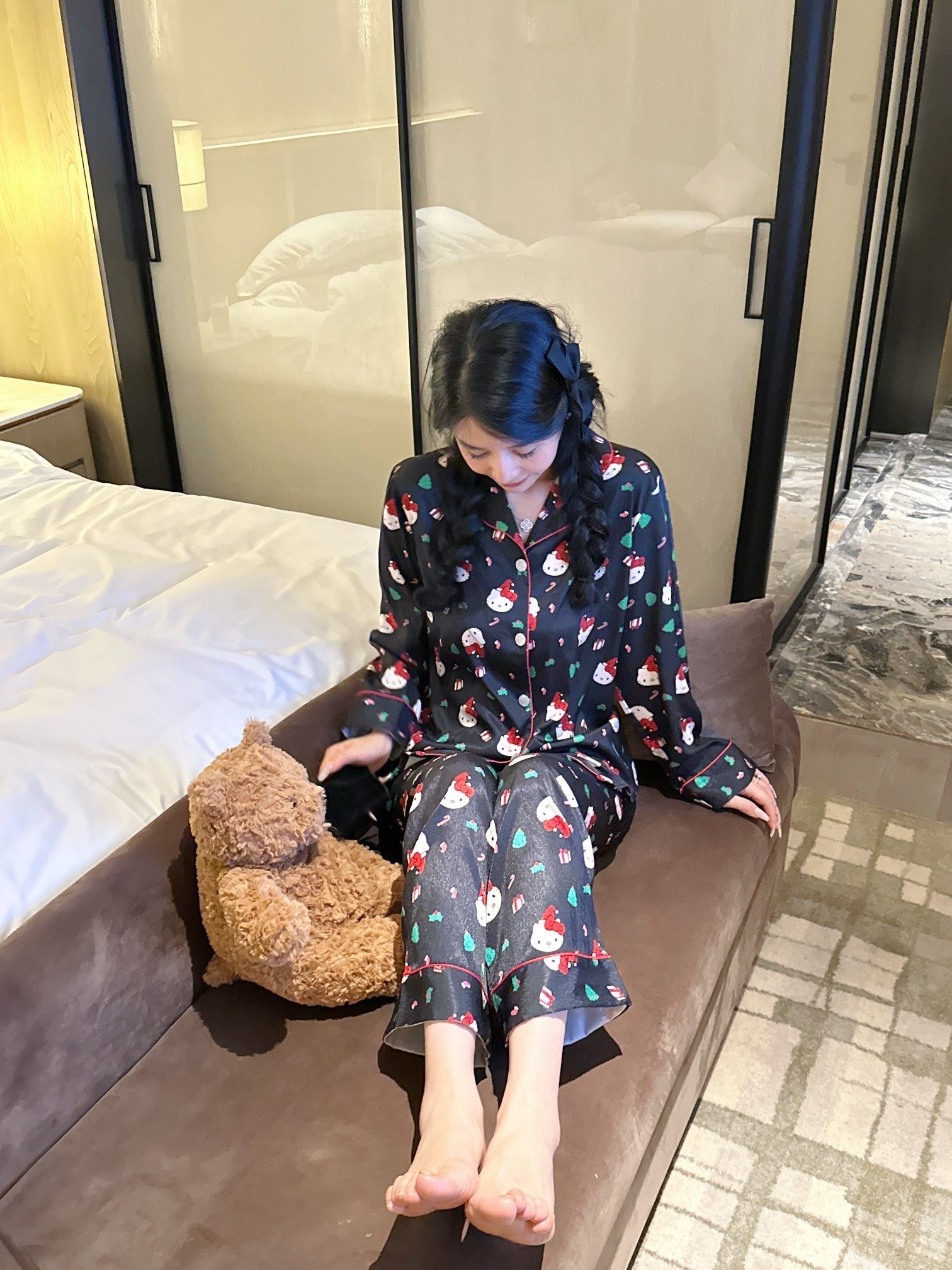 Long Satin Pajama Set - Lunior -  - 