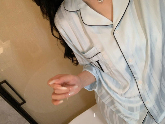 Long Satin Pajama Set - Lunior -  - 