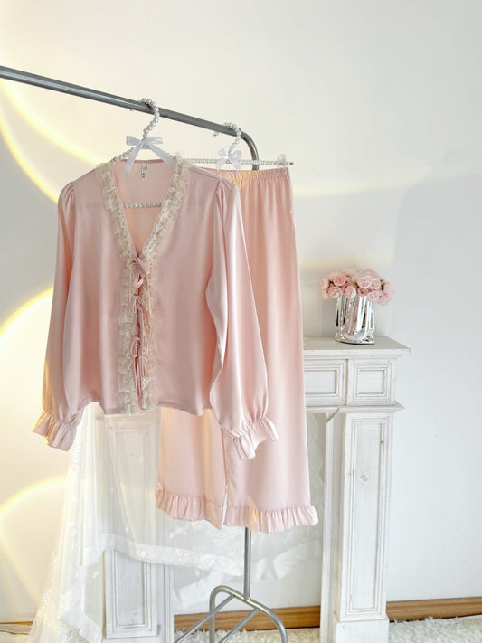 Long Satin Pajama Set - Lunior -  - 