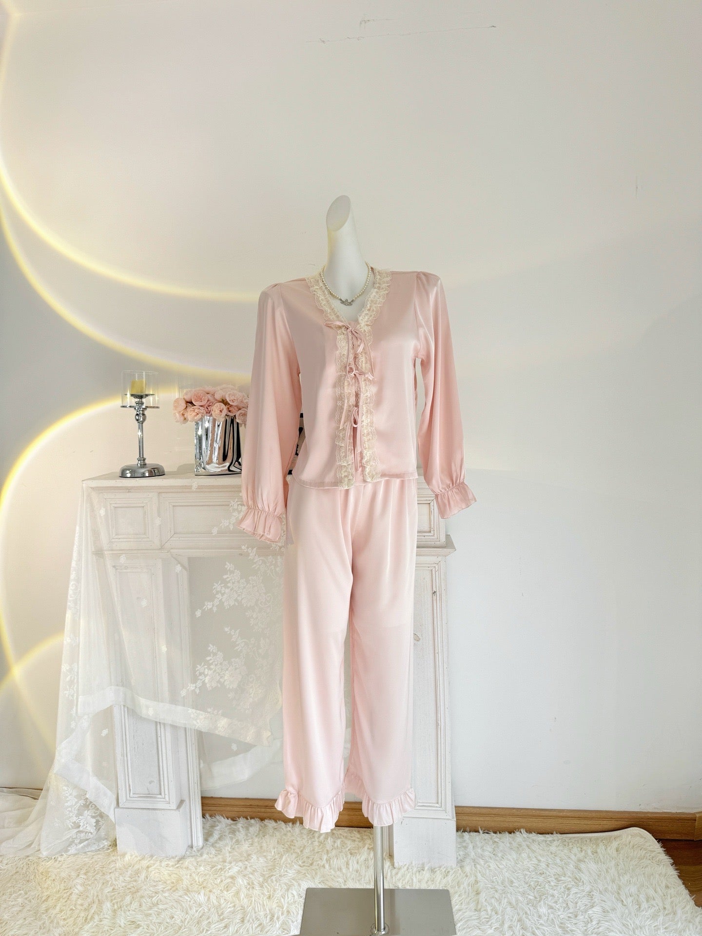 Long Satin Pajama Set - Lunior -  - 