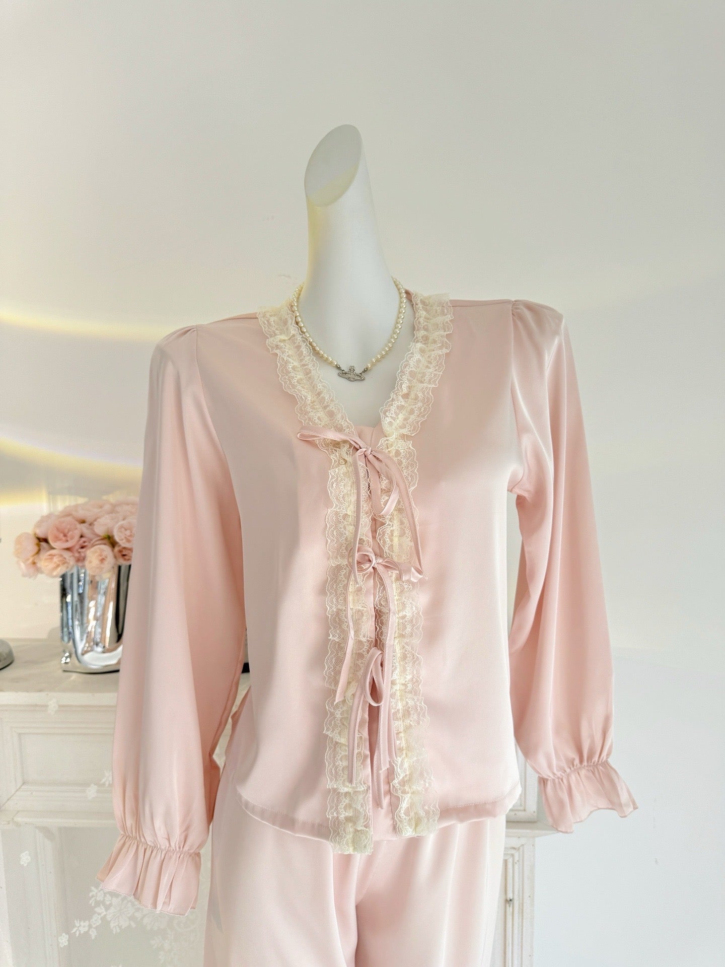 Long Satin Pajama Set - Lunior -  - 