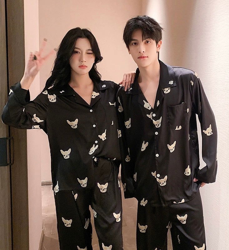 Matching satin pajamas for couples on sale