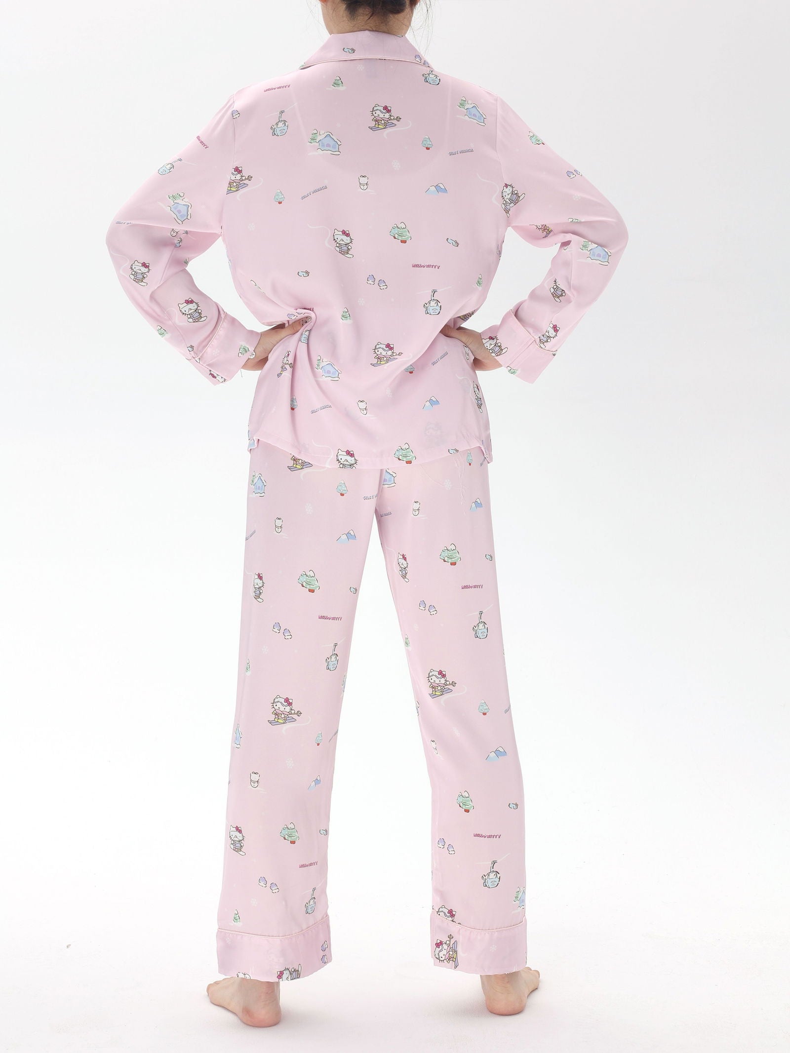 Satin long pj set best sale