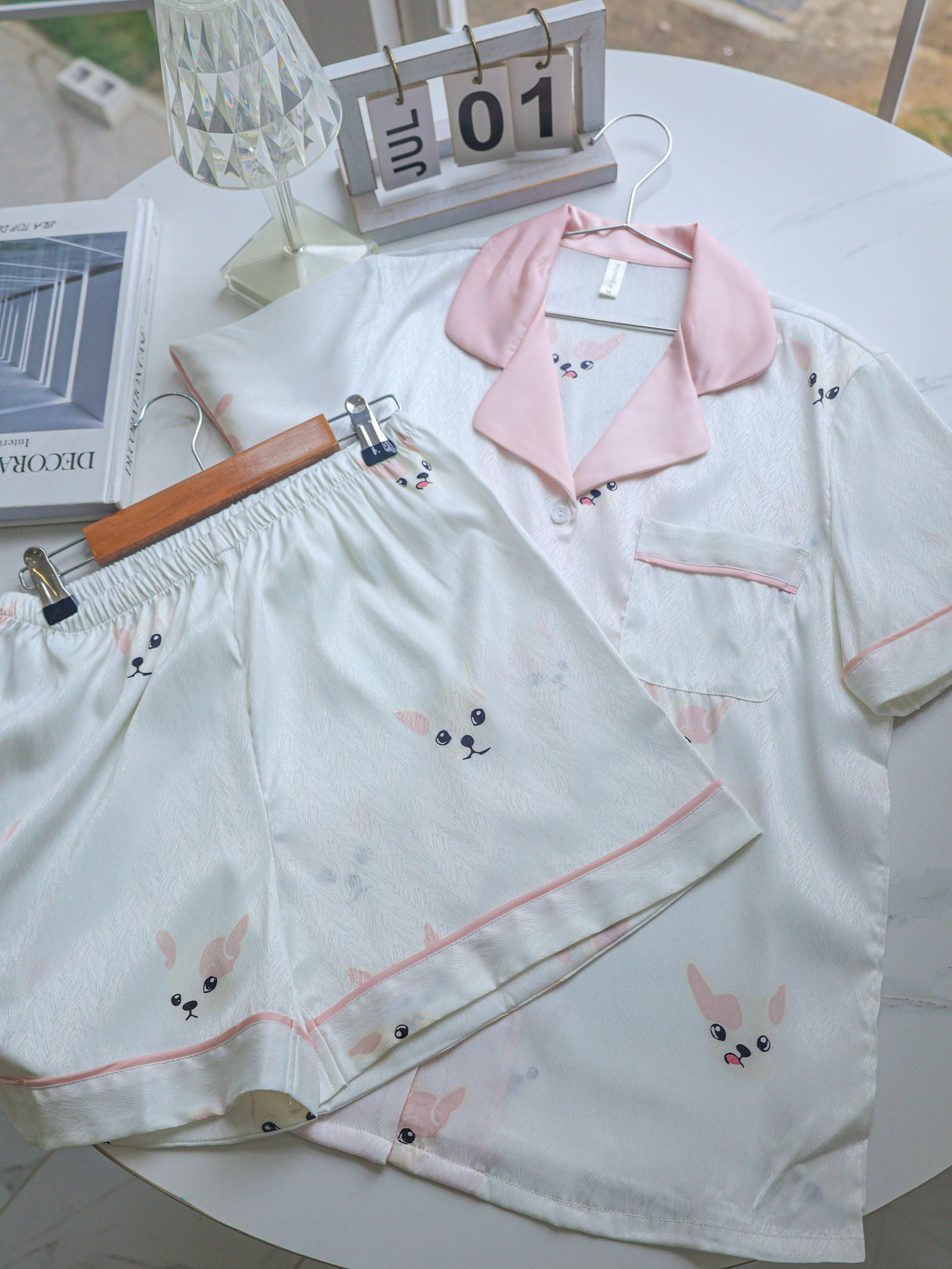 Satin Short Pajama Set - Lunior -  - 