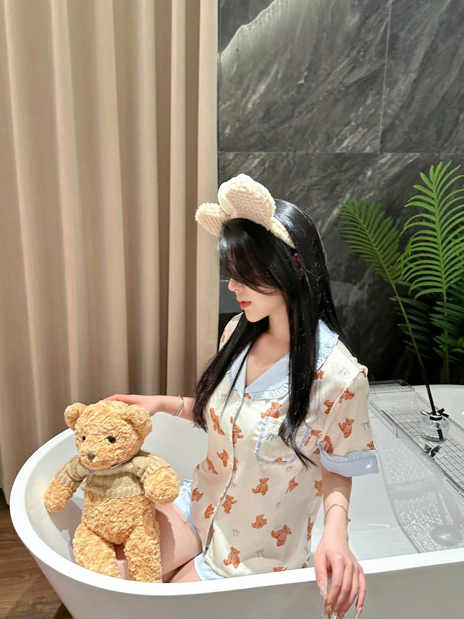 Short Satin Pajama Set - Lunior -  - 
